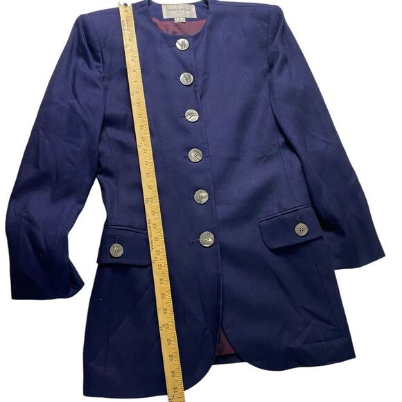 Vtg Jones New York 8 blazer Navy Blue lightweight wool collarless - Picture 8 of 9